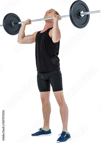 Bodybuilder lifting heavy barbell weights