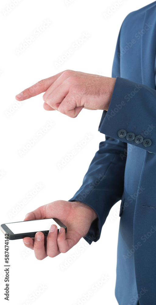 Cropped image of businessman gesturing over mobile phone