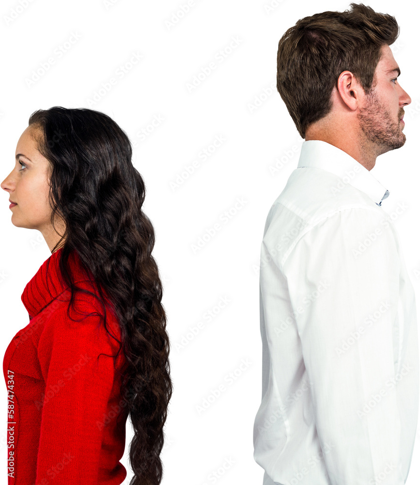 Couple standing back to back after arguing Couple standing back to back after arguing