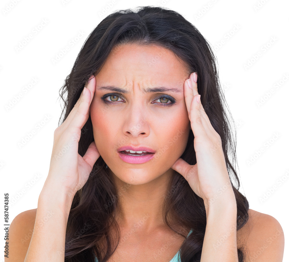 Pretty brunette getting a headache Pretty brunette getting a headache