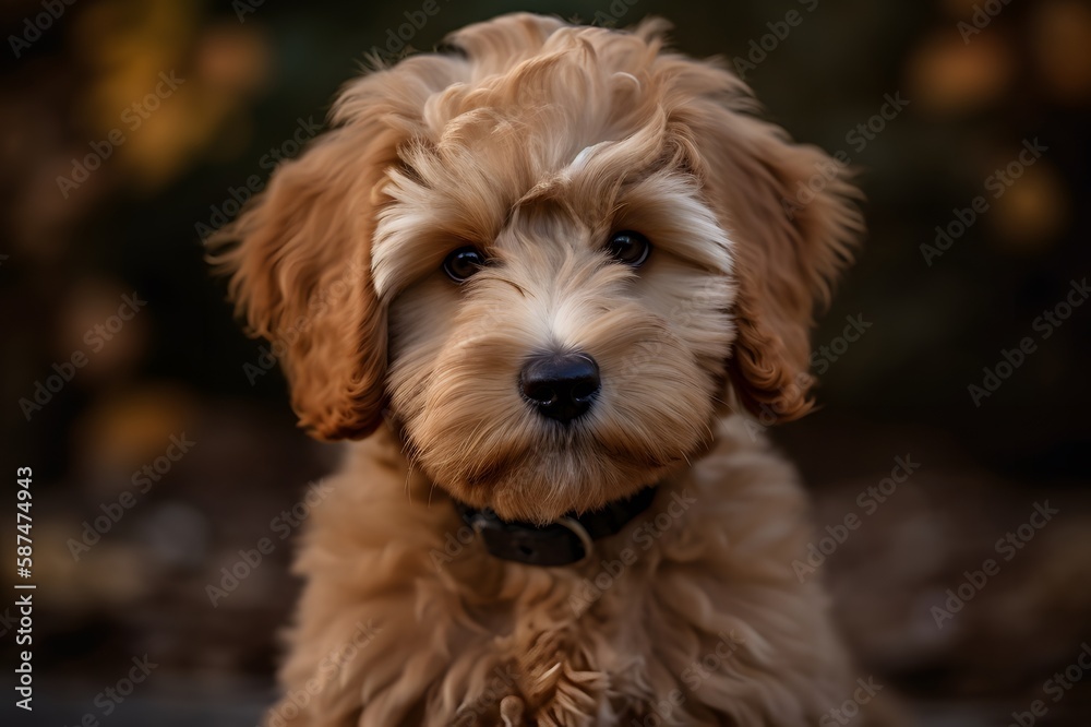 portrait of a dog,  mini Goldendoodle
