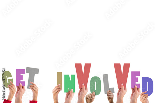 Vászonkép Hands holding up get involved