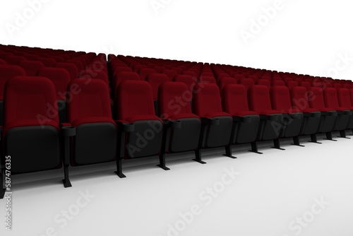 Auditorium chairs against  white background
