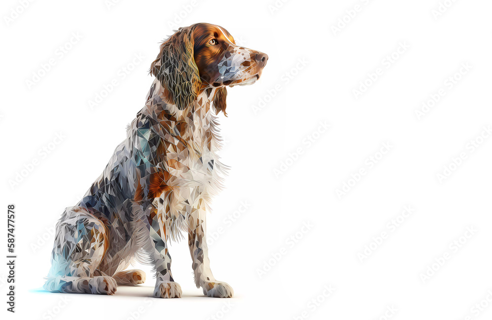 Dog. Dog with red ears on a white background. Copy space. Banner. Generative AI