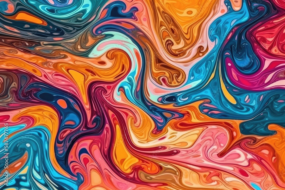 abstract painting with vibrant colors and unique shapes. Generative AI