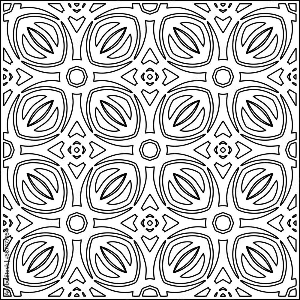 Stylish texture with figures from lines .Geometric lines art. Black and white pattern. Abstract background for web page, textures, card, poster, fabric, textile.