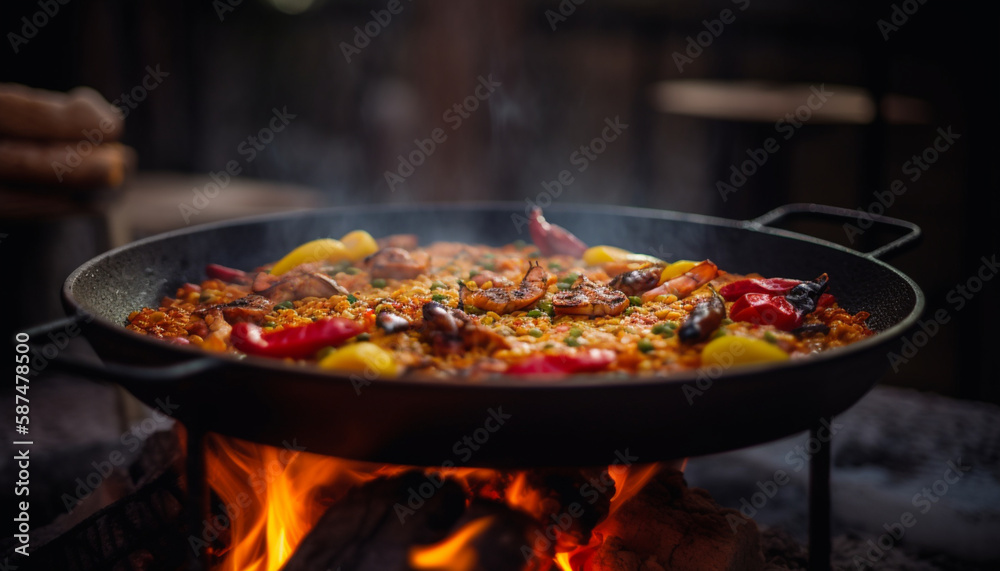 Paella on an open flame