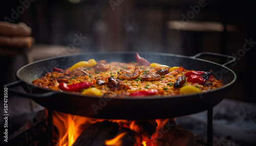 Paella on an open flame