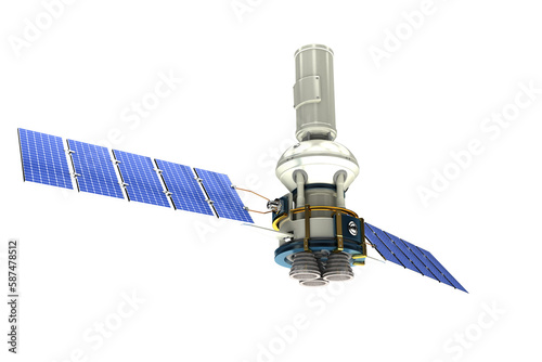 3d illustration of blue modern solar satellite
