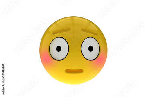 Three dimensional image of surprise smiley icon