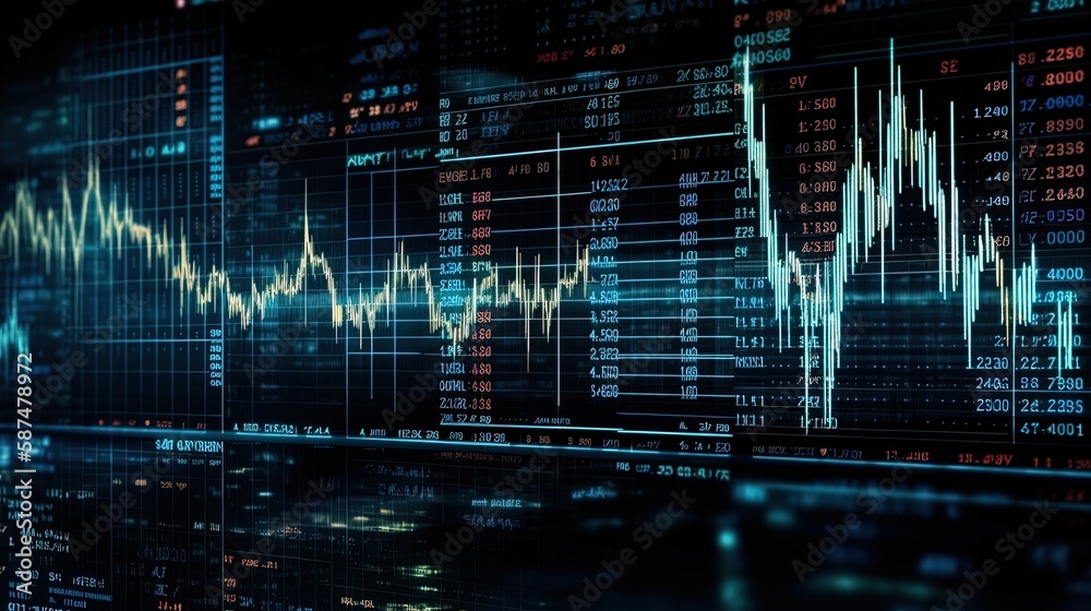 Stock market background wallpaper. Financial chart with uptrend line