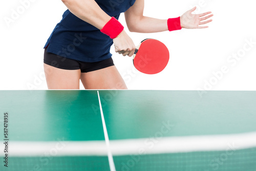  Ping pong player hitting the ball