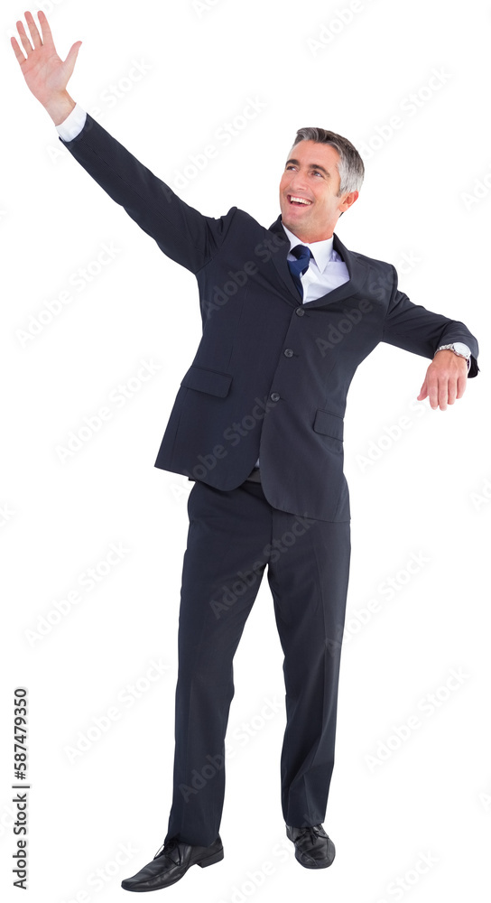 Smiling businessman waving on white background Smiling businessman waving on white background