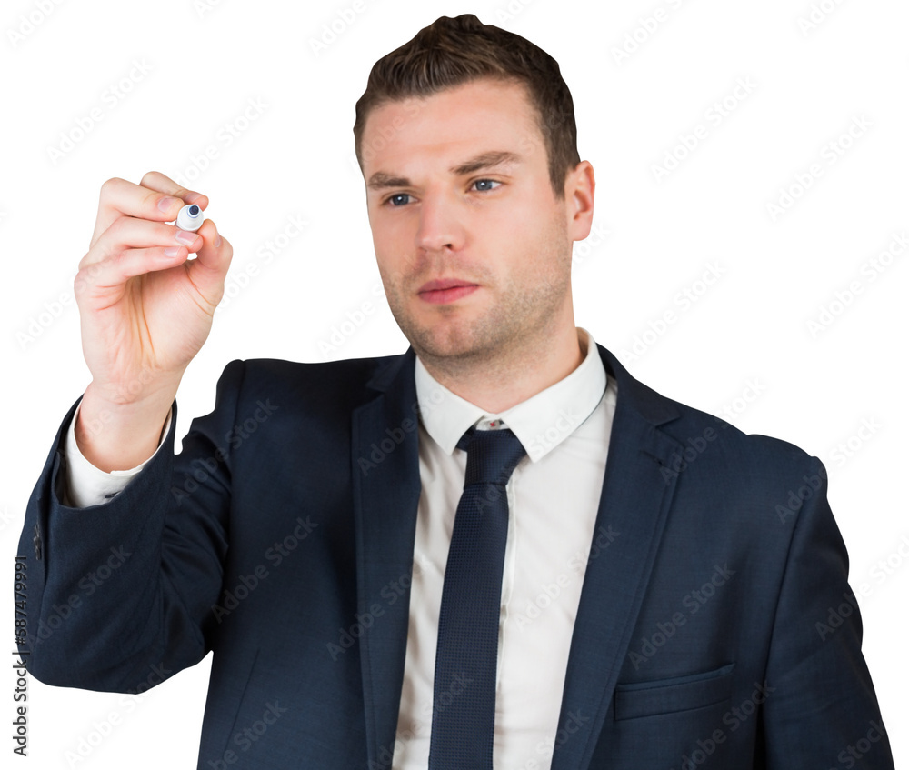 Young businessman writing with marker Young businessman writing with marker