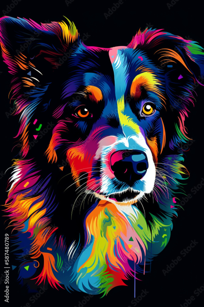 Border Collie dog pop art