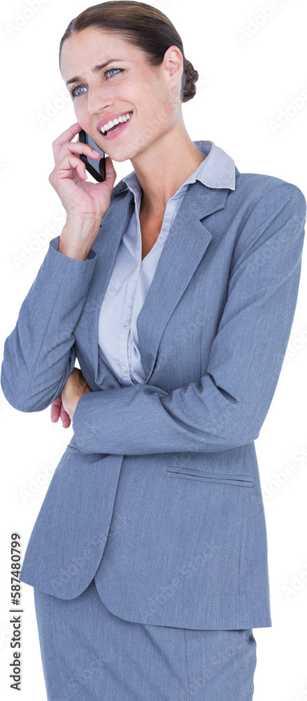 Smiling businesswoman talking on mobile phone