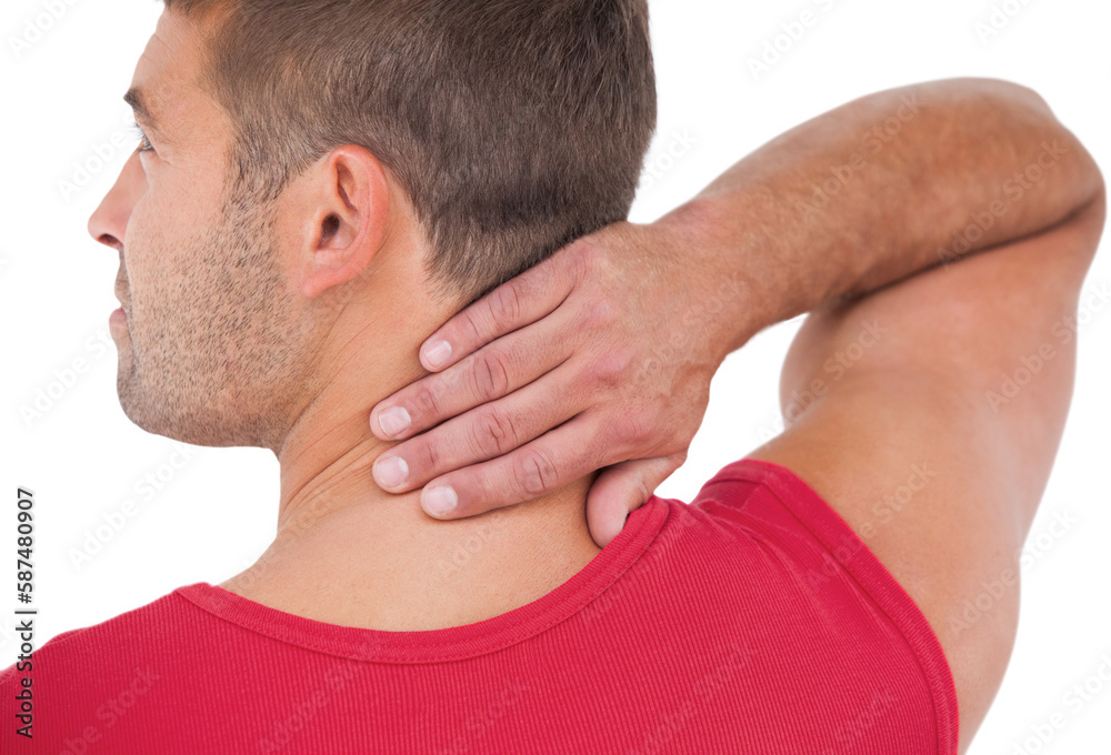 Obraz premium Fit man with injured neck