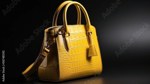 Quality luxury women's bag. Leather women's bag on a dark background. 