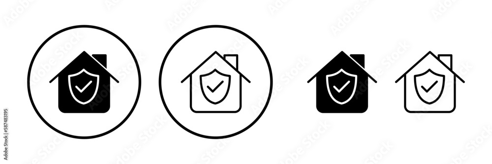 Home insurance icon vector. home shield protect logo Home insurance icon vector. home shield protect logo