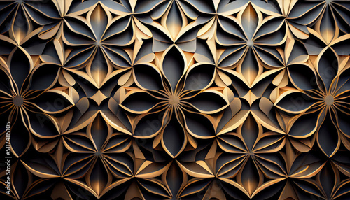 Geometric shapes and floral patterns create elegance generated by AI