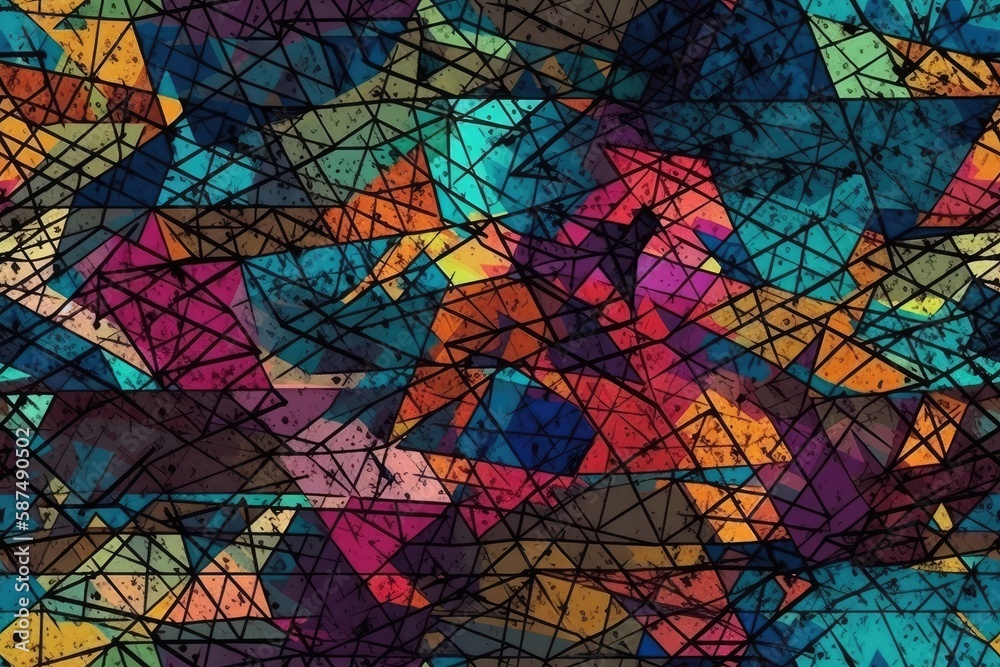 colorful abstract painting with various shapes and patterns. Generative AI colorful abstract painting with various shapes and patterns. Generative AI