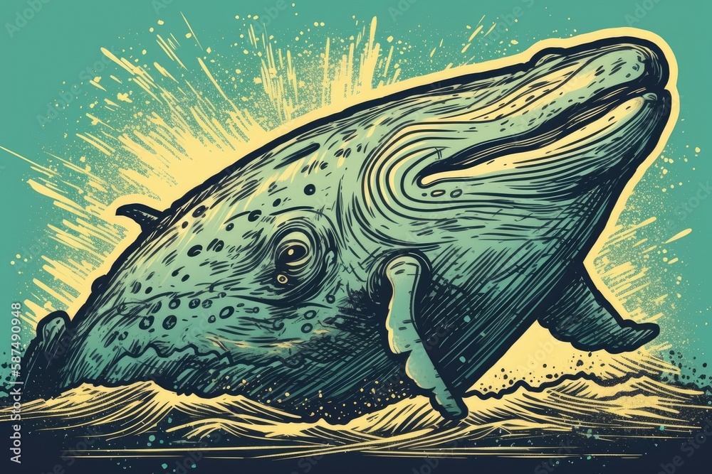 majestic whale gracefully swimming in the deep blue ocean. Generative