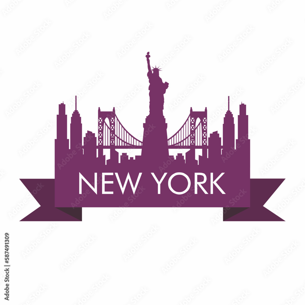 New York skyline silhouette vector illustration template