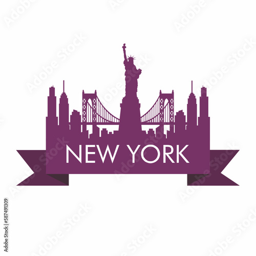 New York skyline silhouette vector illustration template