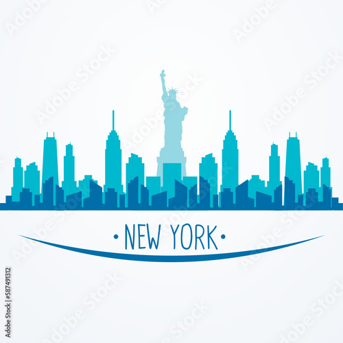 vector flat design new york city panorama