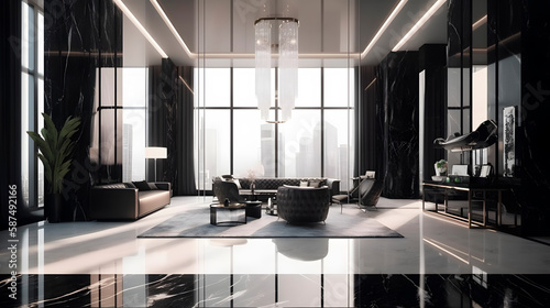 Modern interior. Architecture interior concept. Widescreen desktop wallpaper.