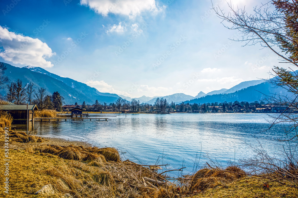 View at lake Tegernsee, bavaria, in late winter