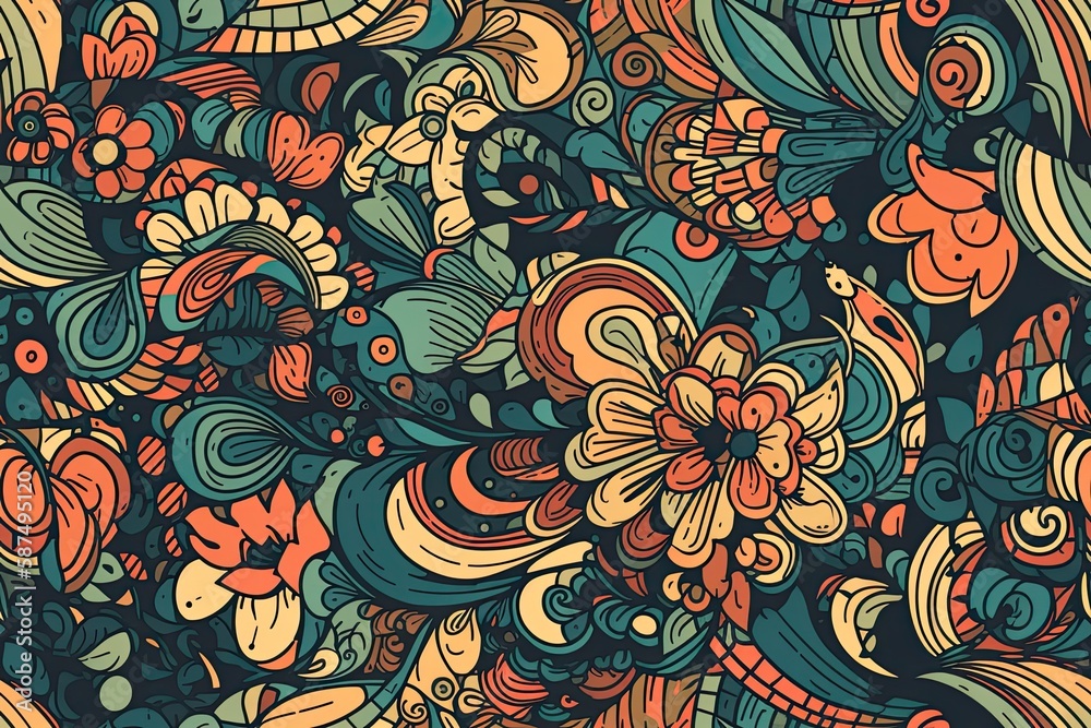 vibrant floral pattern with a variety of colorful flowers. Generative AI