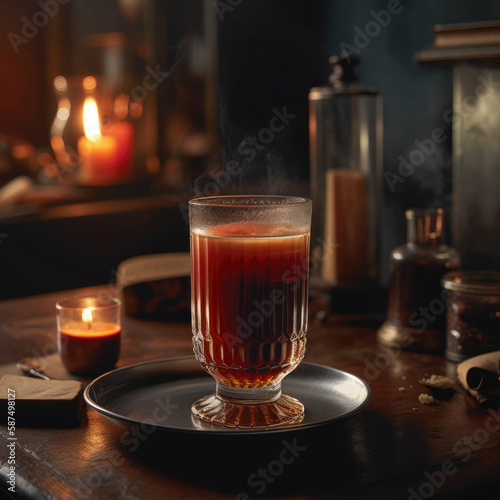 A classic americano, captured in a stunningly cinematic shot that reveals the simplicity and elegance of this timeless coffee drink, perfectly illuminated by accent lighting.