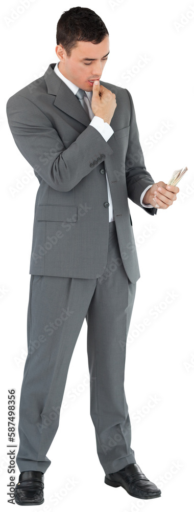 Businessman taking a close look at banknotes Businessman taking a close look at banknotes