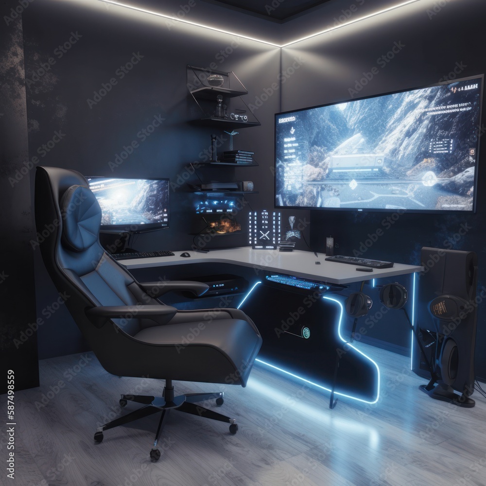 Gaming Room Concept Ideas with led and gaming chair Gaming Room Concept Ideas with led and gaming chair
