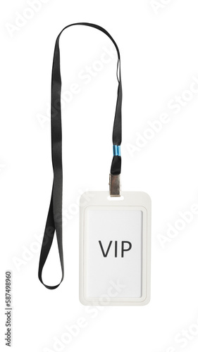 Vip badge isolated on white, top view