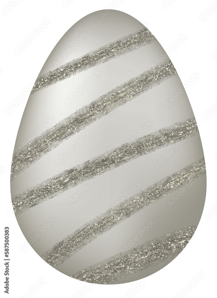 Silver Easter Egg with Glitter Pattern
