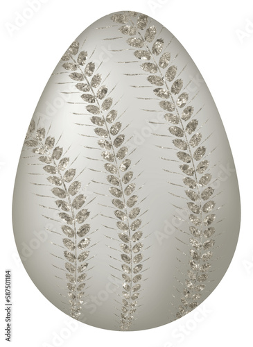 Silver Easter Egg with Glitter Pattern