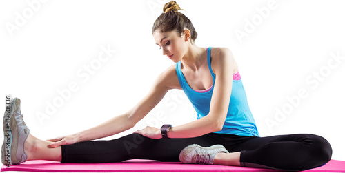 Athlete working out on exercise mat 