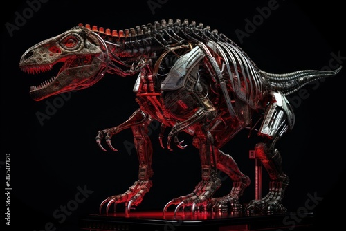 Red Dinosaur Cyber Robot Portrait Generative AI © j@supervideoshop.com