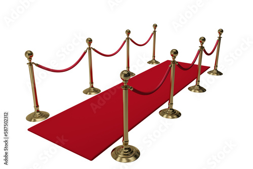 Golden queue barrier and red carpet