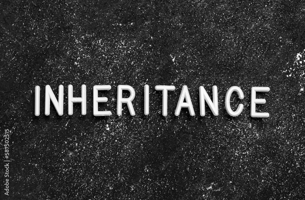 Fototapeta premium Word Inheritance made with letters on black background, flat lay