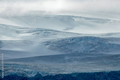 Layers of Snow and Ice on a Glacier on Elephant Island Antarctica