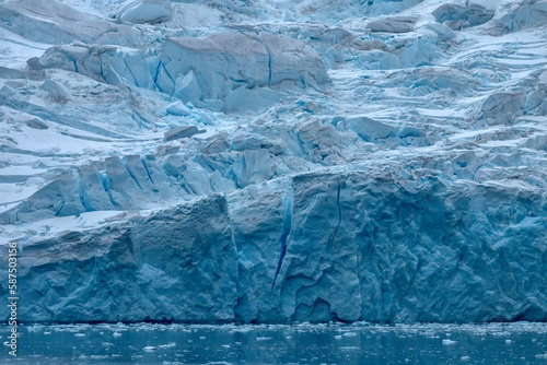 Glacier rising from the southern ocean at King George Island Antarctica