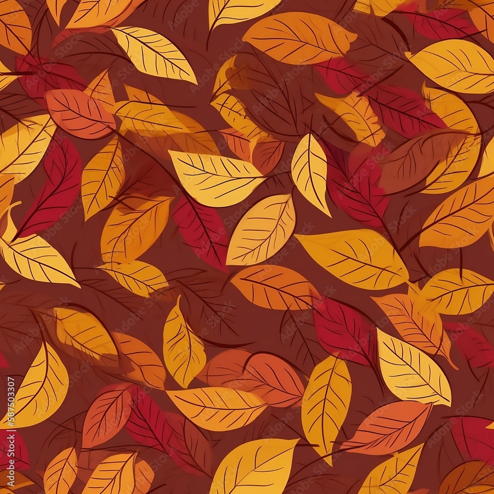 Seamless Pattern autumn leaves. Generative art