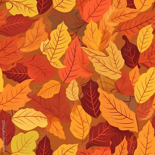 Seamless Pattern autumn leaves. Generative art