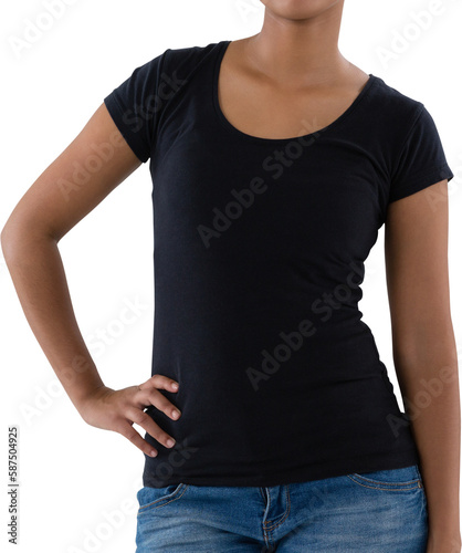 Mid section of woman in casual clothing 