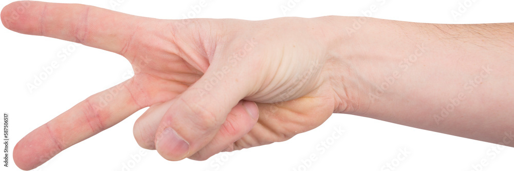 Cropped hand of person showing peace sign Cropped hand of person showing peace sign