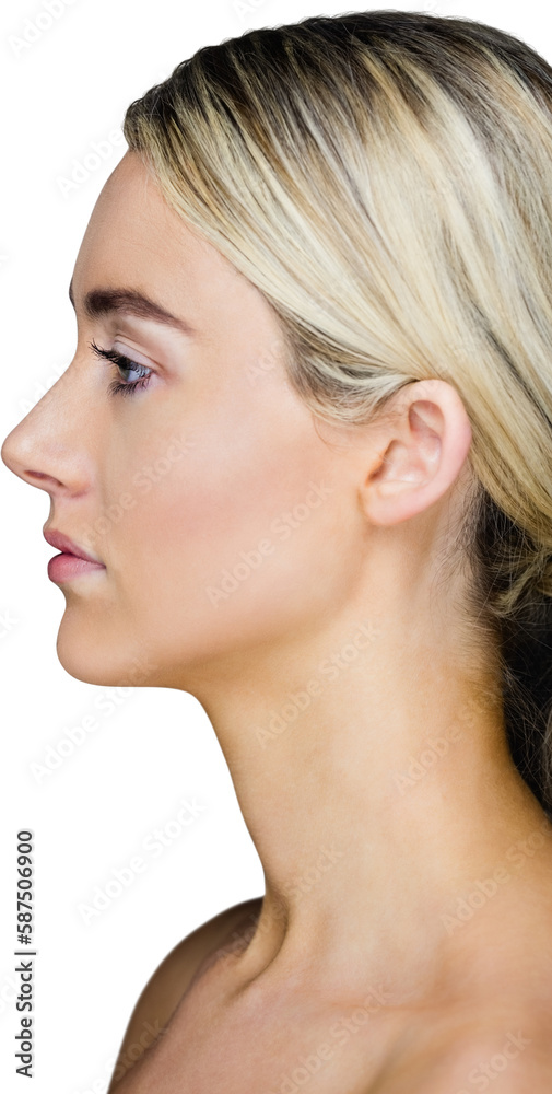 Fototapeta premium Side view of beautiful young woman
