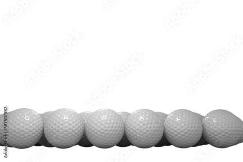 Golf balls arranged side by side